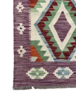 Passatoia Geometrica Viola 197x63 cm – Stile Moderno Artigianale - immagine 2