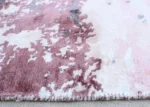 Tappeto Moderno Tencel Design Astratto | Fatto a Mano | Base Chiara con Accenti Rosa e Bordeaux | Stile Contemporaneo - immagine 5
