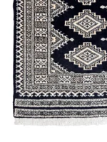 Tappeto Bukhara 95x64 cm Annodato a Mano – Tappeto Orientale Nero e Avorio - immagine 4