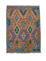 Tappeto Kilim 116x85 cm Tessuto a Mano – Tappeto Multicolore Stile Etnico
