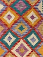 Tappeto Kilim 121x80 cm Artigianale Multicolore in Lana – Design Geometrico - immagine 4