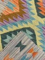 Tappeto Kilim 122x80 cm Artigianale Multicolore in Lana – Stile Etnico - immagine 6
