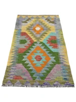 Tappeto Kilim 123x80 cm Artigianale Multicolore in Lana – Design Geometrico - immagine 6