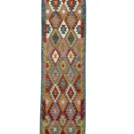Tappeto Passatoia Kilim 284x84 cm Artigianale Multicolore in Lana – Design Geometrico