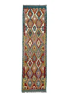 Tappeto Passatoia Kilim 284x84 cm Artigianale Multicolore in Lana – Design Geometrico