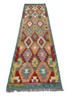 Tappeto Passatoia Kilim 284x84 cm Artigianale Multicolore in Lana – Design Geometrico - immagine 5