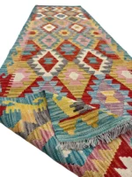 Tappeto Passatoia Kilim 284x84 cm Artigianale Multicolore in Lana – Design Geometrico - immagine 4