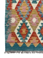Tappeto Passatoia Kilim 284x84 cm Artigianale Multicolore in Lana – Design Geometrico - immagine 3