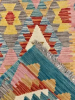 Tappeto Passatoia Kilim 284x84 cm Artigianale Multicolore in Lana – Design Geometrico - immagine 2