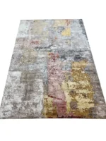 Tappeto moderno astratto in seta di bamboo 242x167 cm beige tortora - immagine 7
