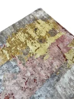 Tappeto moderno astratto in seta di bamboo 242x167 cm beige tortora - immagine 5