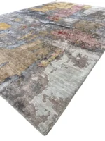 Tappeto moderno astratto in seta di bamboo 242x167 cm beige tortora - immagine 3