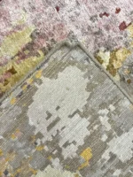 Tappeto moderno astratto in seta di bamboo 242x167 cm beige tortora - immagine 2