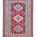 Tappeto Kazak Extra Persiano 267x175 cm rosso e blu con tre medaglioni geometrici