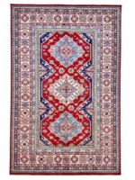 Tappeto Kazak Extra Persiano 267x175 cm rosso e blu con tre medaglioni geometrici