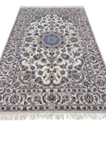 Tappeto Nain 9 Fili Persiano 251x162 cm Crema e Blu – Iran - immagine 7