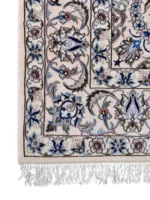 Tappeto Nain 9 Fili Persiano 251x162 cm Crema e Blu – Iran - immagine 4