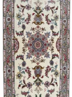 Passatoia Persiana Floreale Crema 220x81 cm – Tappeto Orientale Elegante Annodato a Mano - immagine 5