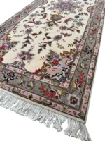 Passatoia Persiana Floreale Crema 220x81 cm – Tappeto Orientale Elegante Annodato a Mano - immagine 4