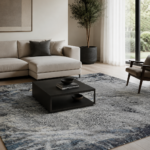 Tappeto Decor Bambu Seta 295x245 cm rettangolare con motivo astratto nei toni del grigio, antracite, blu e beige