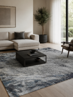 Tappeto Decor Bambu Seta 295x245 cm rettangolare con motivo astratto nei toni del grigio, antracite, blu e beige
