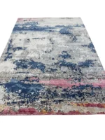 Tappeto Decor Bambu Seta 300x200 cm Astratto Blu Grigio e Rosa - immagine 7
