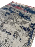 Tappeto Decor Bambu Seta 300x200 cm Astratto Blu Grigio e Rosa - immagine 4