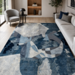 Tappeto Decor Bambu Seta 300x200 cm rettangolare con motivo astratto nei toni del blu, azzurro, grigio e beige