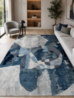 Tappeto Decor Bambu Seta 300x200 cm rettangolare con motivo astratto nei toni del blu, azzurro, grigio e beige