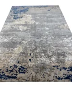 Tappeto Decor Bambu Seta 300x201 cm Astratto Grigio Beige e Blu - immagine 6