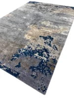 Tappeto Decor Bambu Seta 300x201 cm Astratto Grigio Beige e Blu - immagine 3