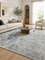 Tappeto Tencel Handloom 240x170 cm rettangolare con motivo astratto avorio, grigio e azzurro-grigio