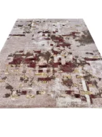 Tappeto Decor Bambù Seta 239x176 cm rettangolare con motivo astratto beige, bordeaux, marrone, grigio chiaro e ocra