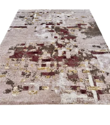 Tappeto Decor Bambù Seta 239x176 cm rettangolare con motivo astratto beige, bordeaux, marrone, grigio chiaro e ocra