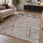 Tappeto Decor Bambù Seta 240x170 cm con motivo astratto nei colori grigio, rosso, oro e antracite