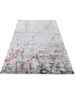 Tappeto Decor Bambù Seta 240x170 cm Astratto Grigio Rosso Oro India - immagine 9