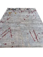 Tappeto Decor Bambù Seta 240x170 cm Astratto Grigio Rosso Oro India - immagine 7