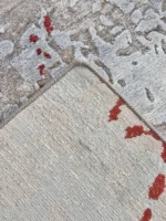 Tappeto Decor Bambù Seta 240x170 cm Astratto Grigio Rosso Oro India - immagine 3