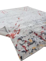 Tappeto Decor Bambù Seta 240x170 cm Astratto Grigio Rosso Oro India - immagine 2