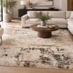Tappeto Decor Bambù Seta 250x200 cm rettangolare con motivo astratto grigio, beige, nero e terracotta
