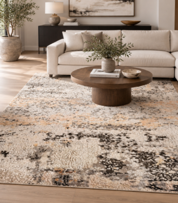 Tappeto Decor Bambù Seta 250x200 cm rettangolare con motivo astratto grigio, beige, nero e terracotta