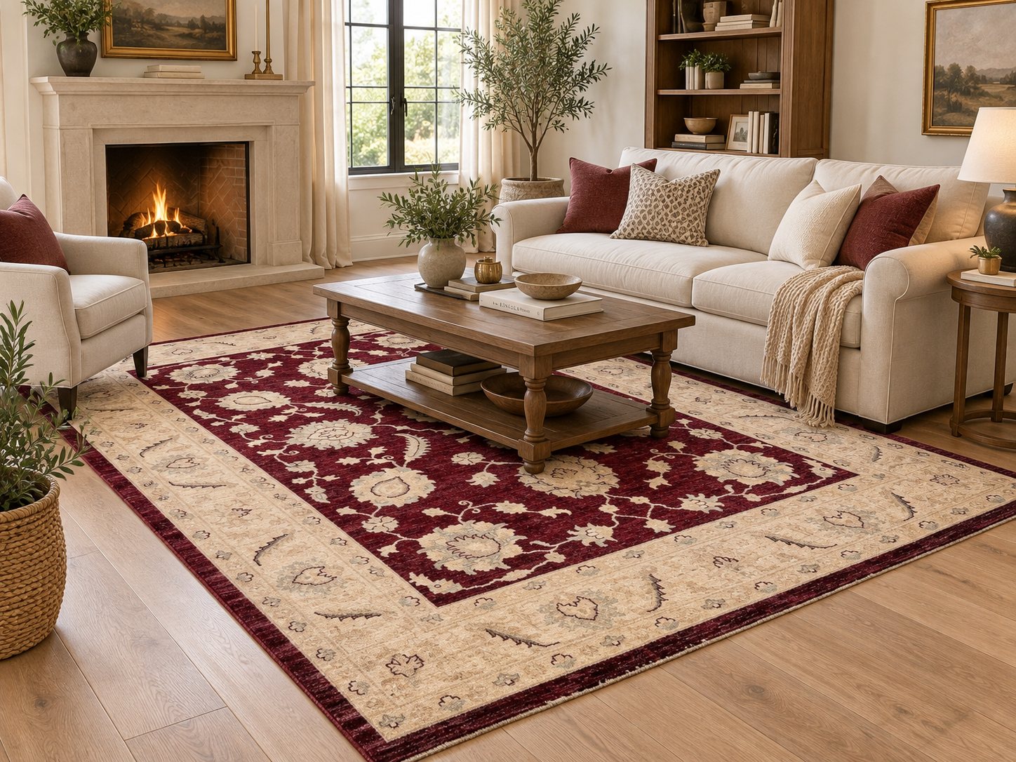 Tappeto Ziegler Extra 236x167 cm rosso beige con motivo floreale decorativo